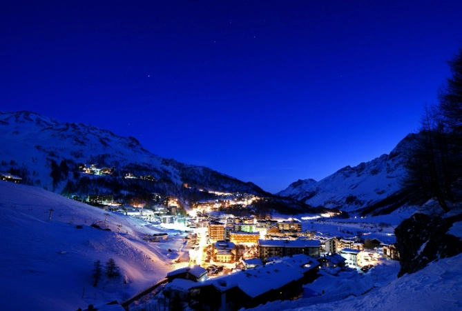night skiing Europe