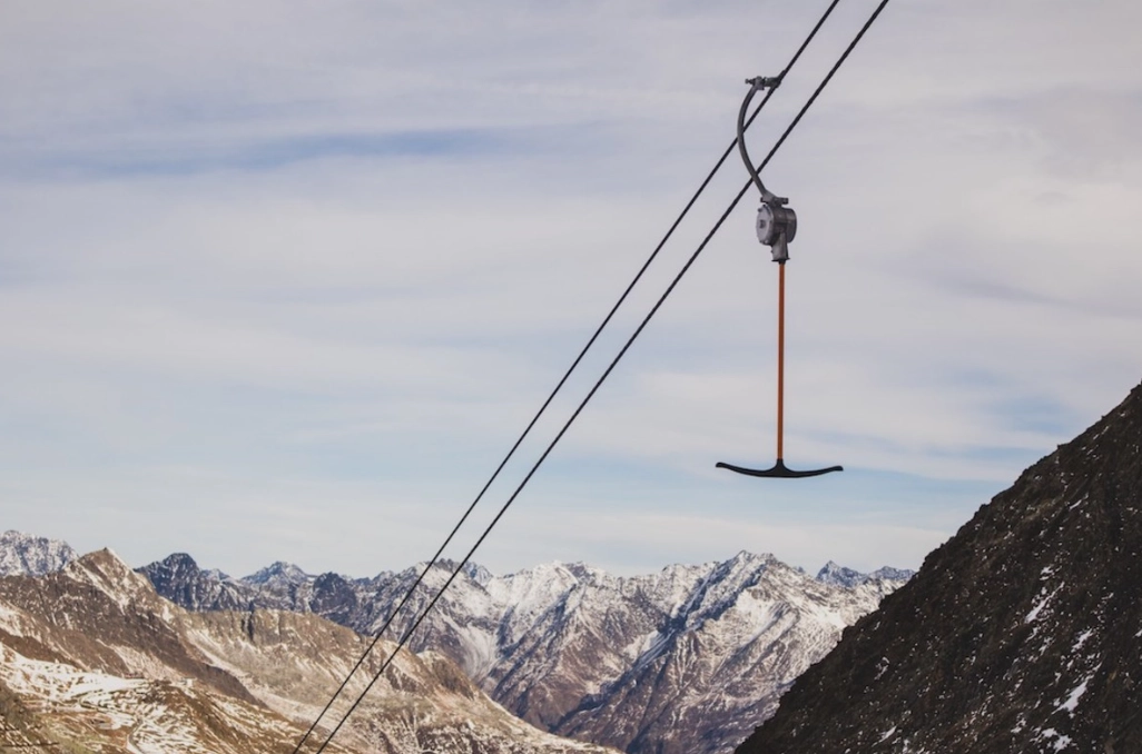 T-bar lift skiing T-bar lift skiing